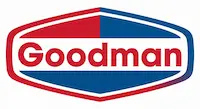 Official Goodman HVAC brand logo, red and blue circular emblem with text.