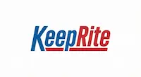 Official KeepRite HVAC brand logo, blue and red text with underline.