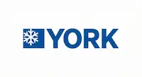 Official York HVAC brand logo, blue text and snowflake icon.